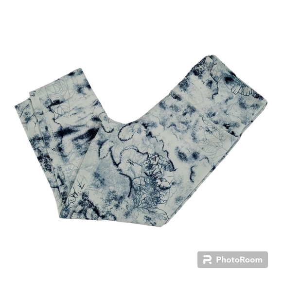 Balance Collection Pants - Balance Collection Women Yoga Capri Pant Leggings LG EUC Floral Teal Athleisure.